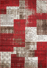 Vintage Floral Patchwork Distressed Burgundy Area Rug & Runner – 6970 Burgundy/Burgundy
