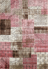 Vintage Floral Patchwork Distressed Pink Area Rug & Runner – 6970 Pink/Pink