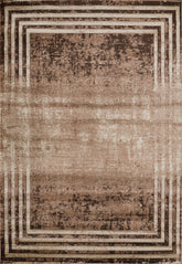 Modern Abstract Distressed Striped Bordered Light Brown Area Rug & Runner – 802 L.Brown/L.Brown