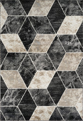 Modern Geometric 3D Cube Marble Beige & Grey Area Rug & Runner – 896 Beige/Grey
