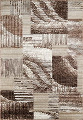 Modern Abstract Striped Patchwork Block Dark Beige & Brown Area Rug & Runner – 294 D.Beige/Brown