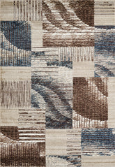 Modern Abstract Striped Patchwork Block Navy & Dark Beige Area Rug & Runner – 294 Navy/D.Beige