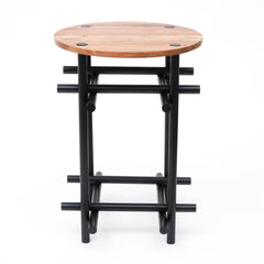 Rustic Wood & Iron Side Table 23" Height | Industrial End Table 17x17"