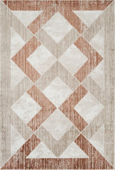 Modern Geometric Chevron Diamond Beige & Rose Area Rug & Runner – 61281 Beige Rose
