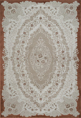 Traditional French Floral Damask Medallion Beige & Rose Area Rug & Runner – 17456 Beige Rose