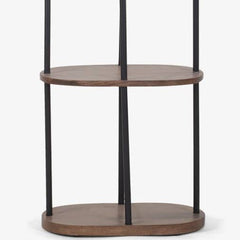 Vintage Floor Lamp with 4 Tier Wood Shelf | Gold Frame Storage Lamp 55"
