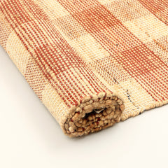 Artisan Hand Woven Jute & Cotton Brown Plaid Rug