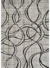 Modern Abstract Circle Swirl Textured Black Area Rug & Runner – 17349 Black