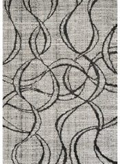 Modern Abstract Circle Swirl Textured Black Area Rug & Runner – 17349 Black