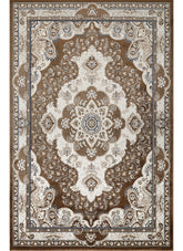Traditional Persian Paisley Floral Medallion Brown Area Rug, Runner & Round Rug – 470 Brown