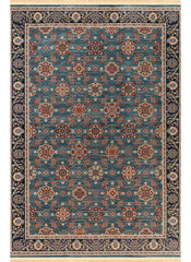 Traditional Persian All-Over Rosette Floral Bordered Blue Area Rug & Runner – D529B Blue