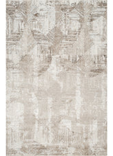 Modern Abstract Distressed Geometric Cream Area Rug & Runner – 60235 Cream
