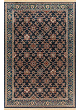 Traditional Persian All-Over Rosette Floral Bordered Navy Area Rug & Runner – D529B Navy
