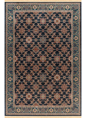 Traditional Persian All-Over Rosette Floral Bordered Navy Area Rug & Runner – D529B Navy