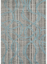 Modern Abstract Circle Swirl Textured Blue Area Rug & Runner – 17349 Blue