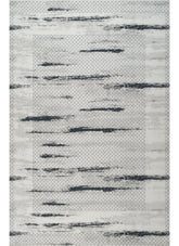 Modern Abstract Brushstroke Lattice Cream & Navy Area Rug & Runner – BT322 Cream Navy