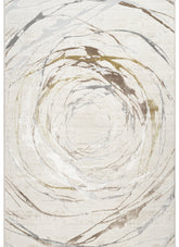 Modern Abstract Circular Swirl Cream Area Rug & Runner – 50103 Cream