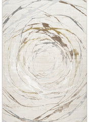 Modern Abstract Circular Swirl Cream Area Rug & Runner – 50103 Cream