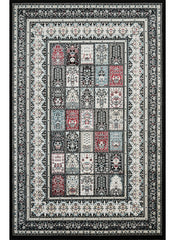 Traditional Persian Bakhtiari Garden Panel Black Area Rug, Runner & Round Rug – 4763 Black