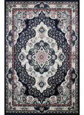 Traditional Persian Paisley Floral Medallion Navy Area Rug, Runner & Round Rug – 470 Navy