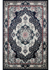 Traditional Persian Paisley Floral Medallion Navy Area Rug, Runner & Round Rug – 470 Navy