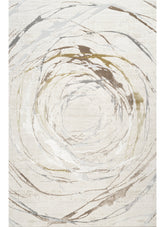 Modern Abstract Circular Swirl Grey Area Rug & Runner – 50103 Grey