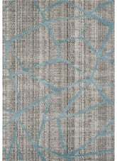 Modern Abstract Geometric Line Textured Blue Area Rug & Runner – 15499 Blue