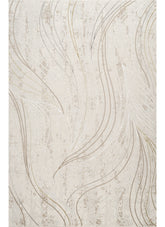 Modern Abstract Flowing Wave Line Cream Area Rug & Runner – 60234 Cream
