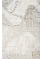 Modern Abstract Curved Line Cream Area Rug & Runner – 60309 Cream