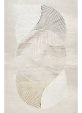 Modern Abstract Fan Circle Cream Area Rug & Runner – 50097 Cream