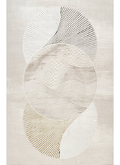 Modern Abstract Fan Circle Cream Area Rug & Runner – 50097 Cream