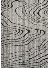Modern Abstract Wave Contour Textured Black Area Rug & Runner – 80226 Black