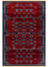 Traditional Tribal Southwestern Geometric Red Area Rug & Runner – E927A Red