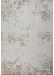 Modern Distressed Grid Textured Cream & Brown Area Rug & Runner – BT306 Cream Brown