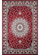 Traditional Persian Kerman Floral Medallion Red Area Rug, Runner & Round Rug – 478 Red