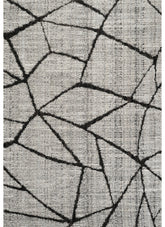 Modern Abstract Geometric Line Textured Black Area Rug & Runner – 15499 Black