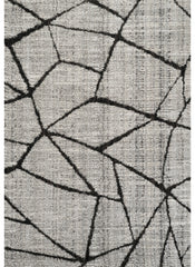 Modern Abstract Geometric Line Textured Black Area Rug & Runner – 15499 Black