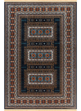Traditional Tribal Turkmen Geometric Panel Navy Area Rug & Runner – E851B Navy