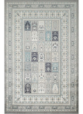Traditional Persian Bakhtiari Garden Panel Grey Area Rug, Runner & Round Rug – 4763 Grey