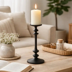 Classic Tall Black Aluminum Candle Holder for Table Decor, 14 Inches