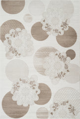Modern Floral Lace Circle Medallion Beige & Brown Area Rug & Runner – 18029 Beige Brown