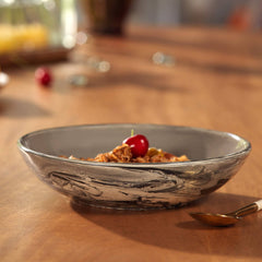 Carbon Ceramic Pasta Bowl 13.5 oz | Black Marbled Serving Bowl