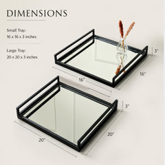 Glass Tray | Decorative Glass Square Tray | Set of 2 | Elegant Serving Set