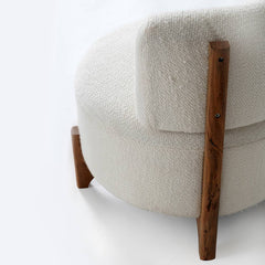 Upholstered Lounge Chair 23x24x26" | Modern White Accent Chair with Wood Base