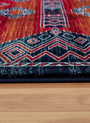 Traditional Tribal Southwestern Geometric Red Area Rug & Runner – E927A Red