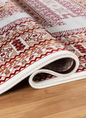 Traditional Tribal Turkmen Geometric Panel Cream Area Rug & Runner – E851B Cream