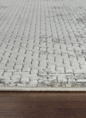 Modern Distressed Grid Textured Cream & Beige Area Rug & Runner – BT306 Cream Beige