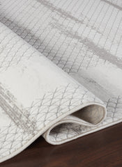 Modern Abstract Brushstroke Lattice Cream & Grey Area Rug & Runner – BT322 Cream Grey