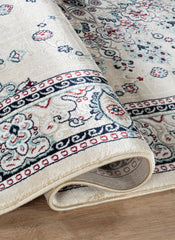 Traditional Persian Kerman Floral Medallion Beige Area Rug, Runner & Round Rug – 478 Beige
