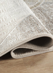 Modern Abstract Curved Line Cream Area Rug & Runner – 60309 Cream
